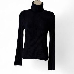 Vintage 90's Black Ribbed Turtleneck Sweater